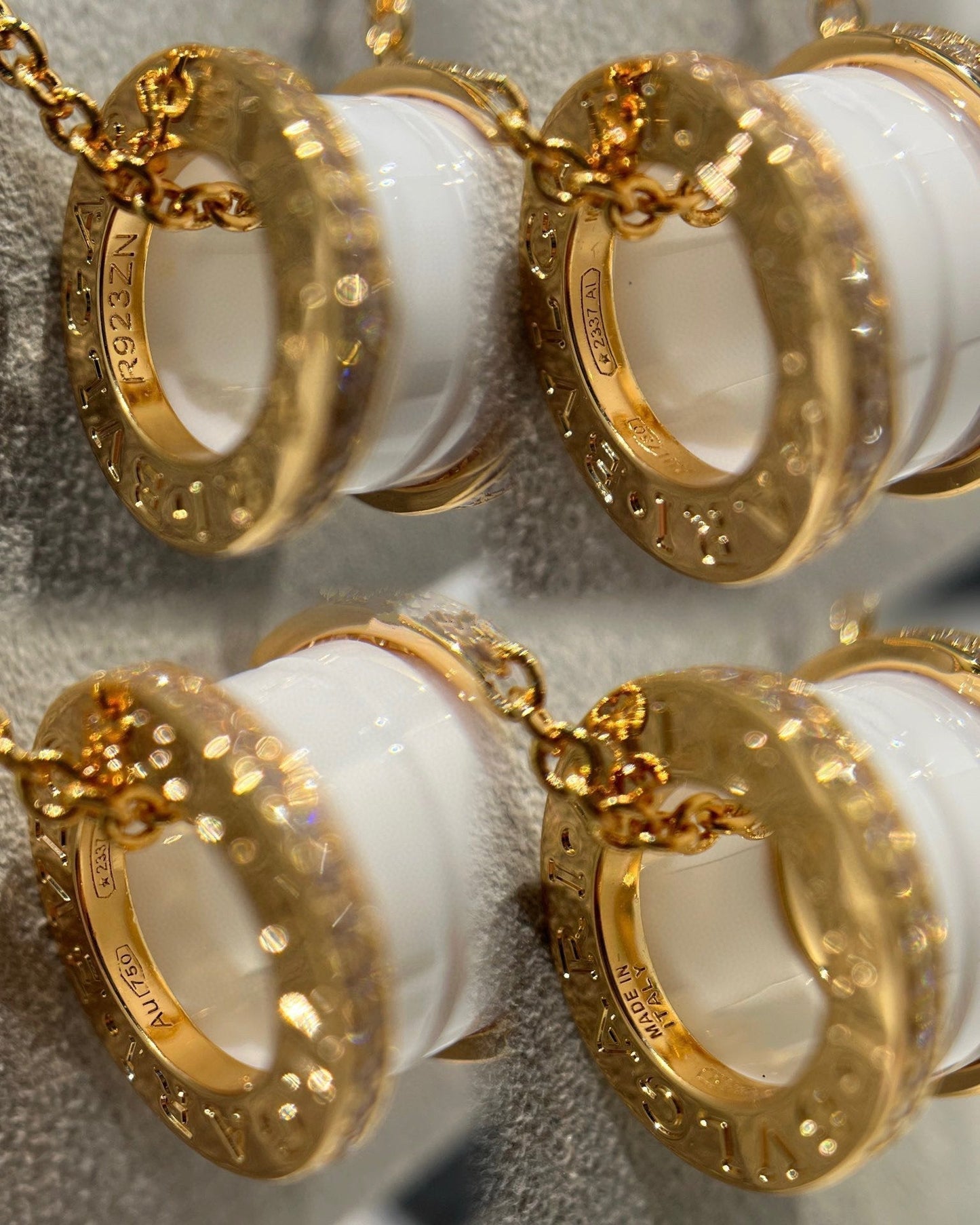 [ECHO ]ZERO 1 WHITE CERAMIC DIAMOND PINK GOLD NECKLACE